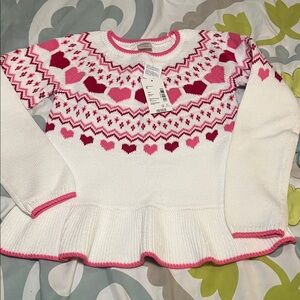 Gymboree Pink and White Heart Sweater